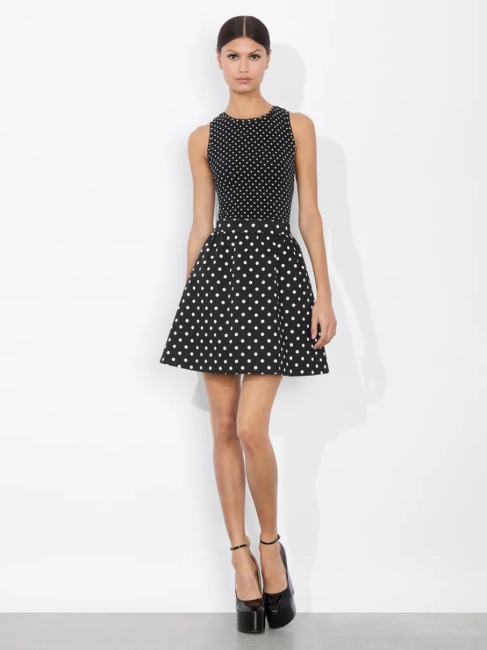 Alice + Olivia Chara Polka Dot Cotton Fit & Flare Minidress